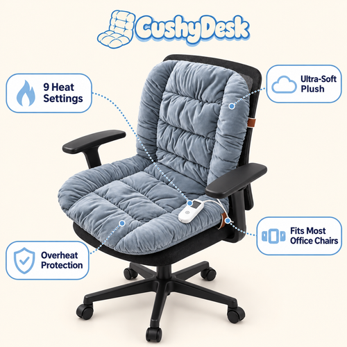 CushyDesk Heated Office Chair Cushion
